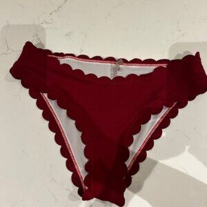 Shein Red, French Cut Scalloped bathing suit bottom, size Large
